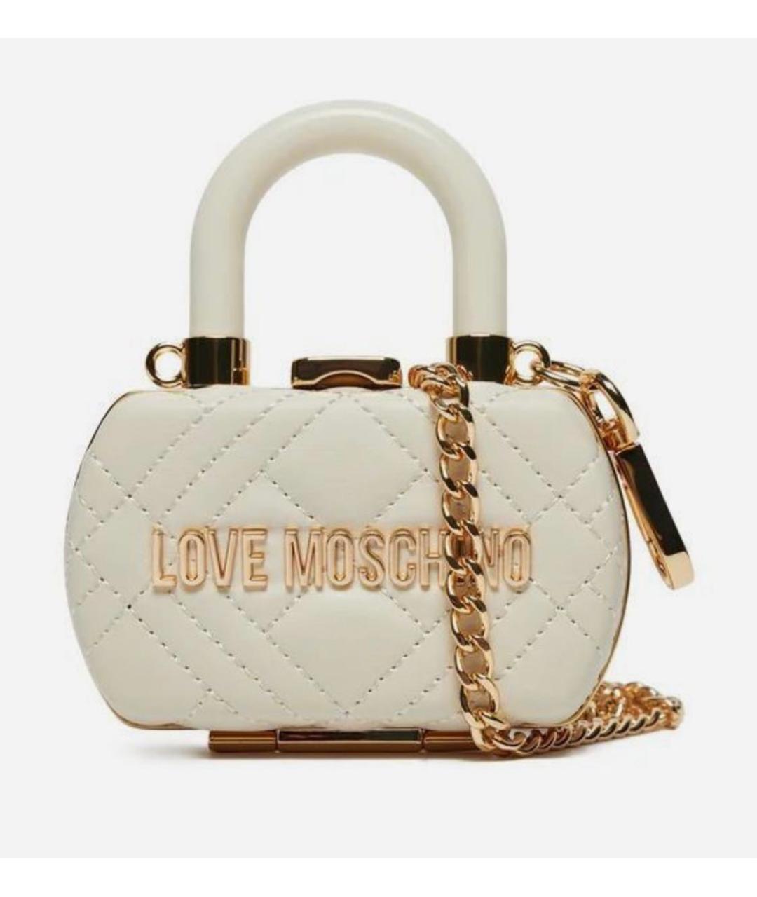 LOVE MOSCHINO Бежевая тканевая сумка с короткими ручками, фото 5