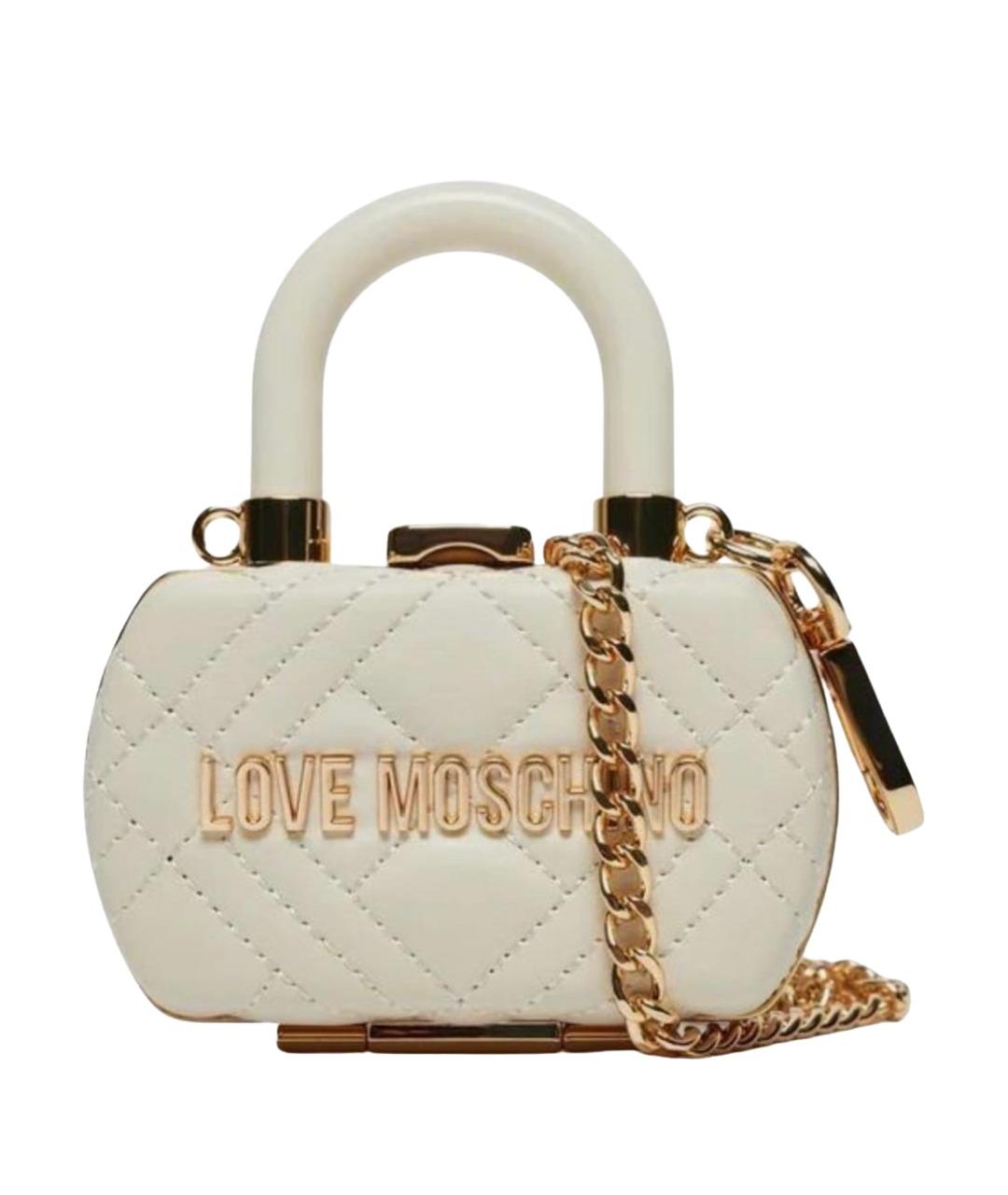 LOVE MOSCHINO Бежевая тканевая сумка с короткими ручками, фото 1