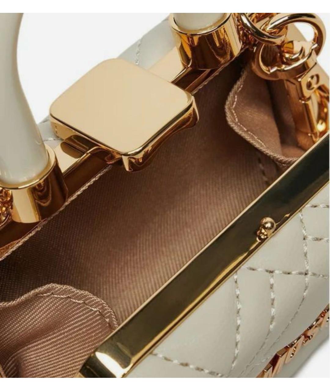 LOVE MOSCHINO Бежевая тканевая сумка с короткими ручками, фото 4