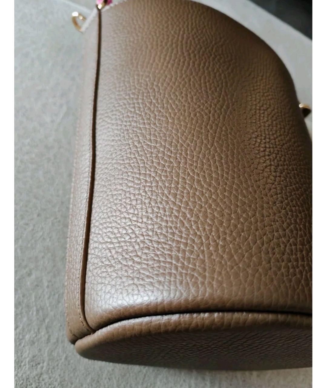 BURBERRY Коричневая кожаная сумка тоут, фото 7