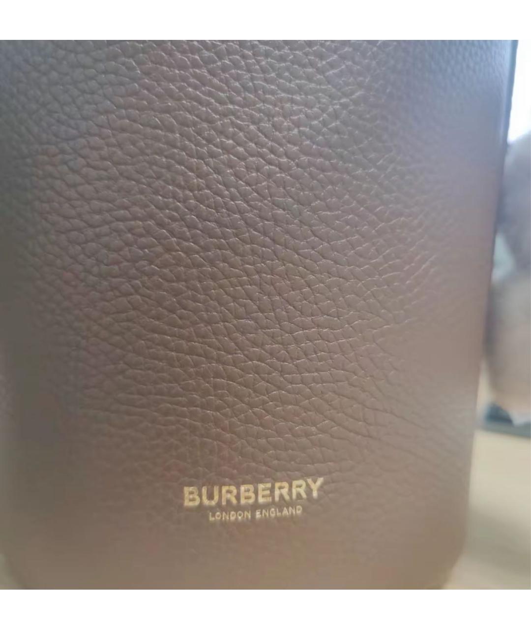 BURBERRY Коричневая кожаная сумка тоут, фото 8