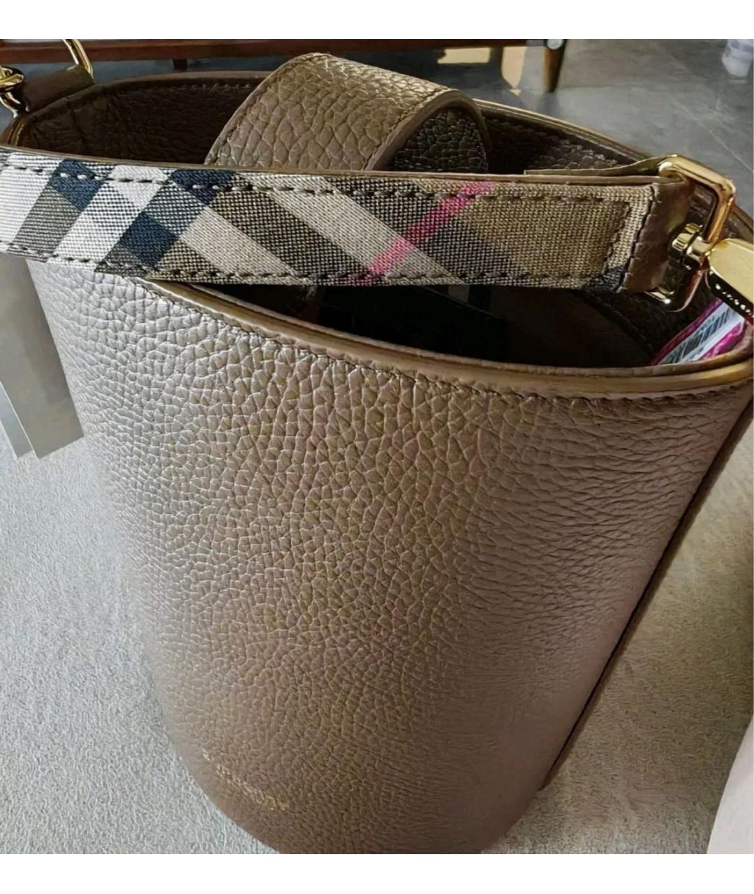 BURBERRY Коричневая кожаная сумка тоут, фото 6