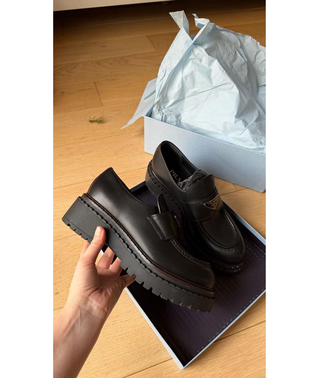 PRADA Черные кожаные лоферы, фото 7