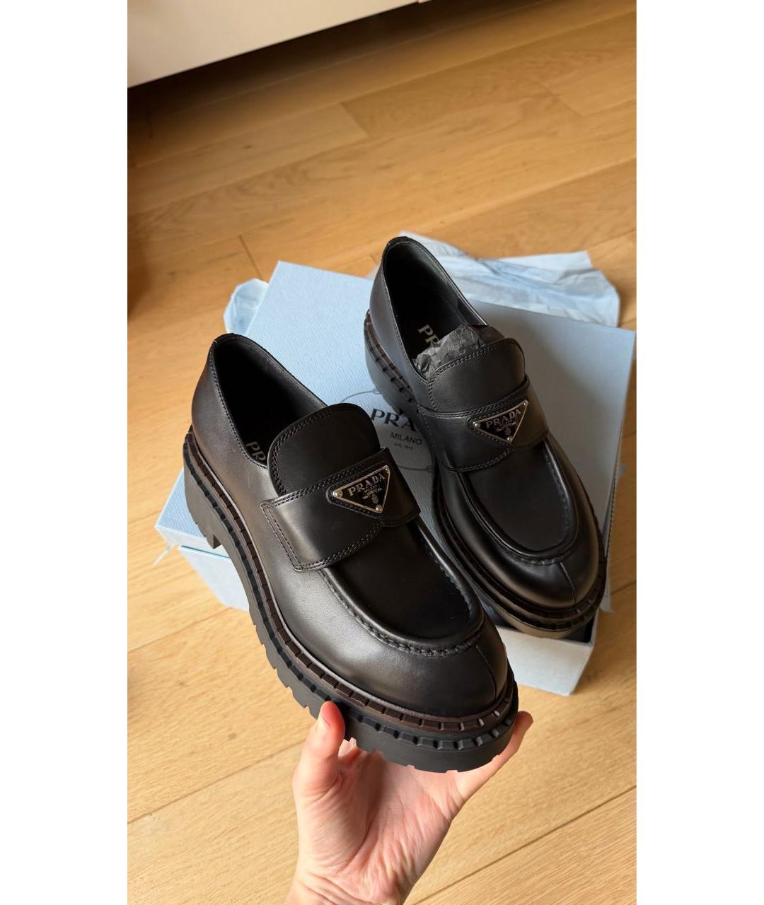 PRADA Черные кожаные лоферы, фото 5