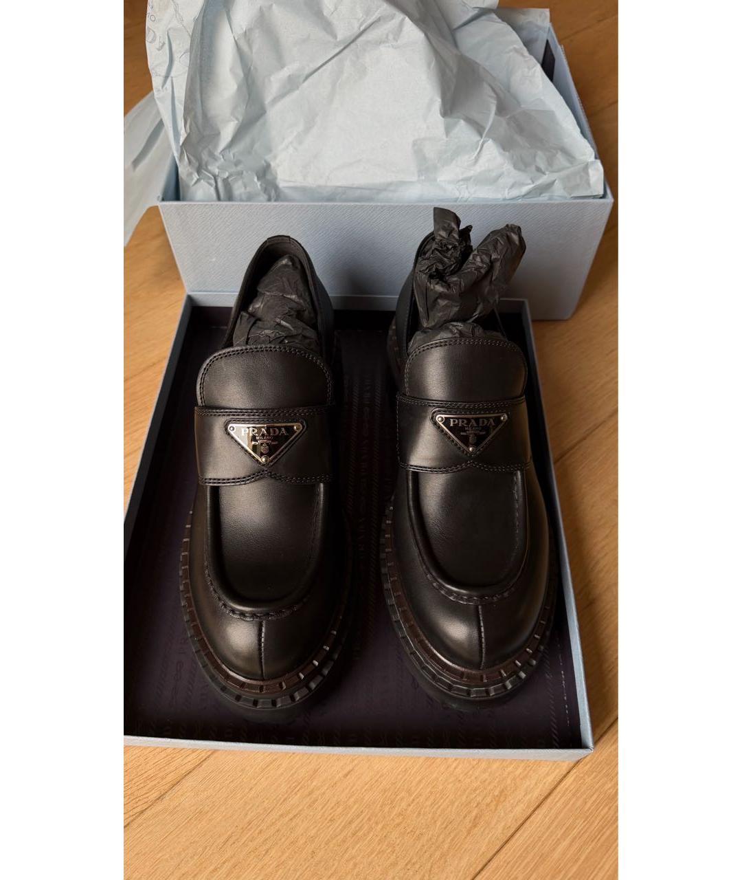 PRADA Черные кожаные лоферы, фото 2