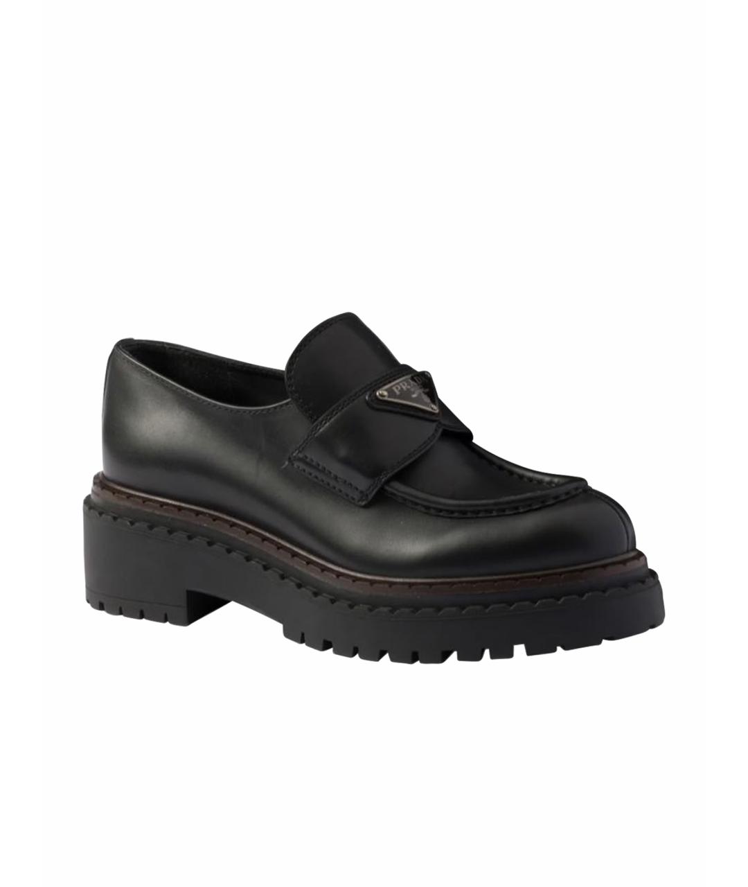 PRADA Черные кожаные лоферы, фото 1