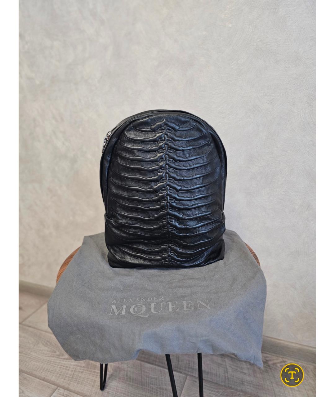 ALEXANDER MCQUEEN Черный кожаный рюкзак, фото 2