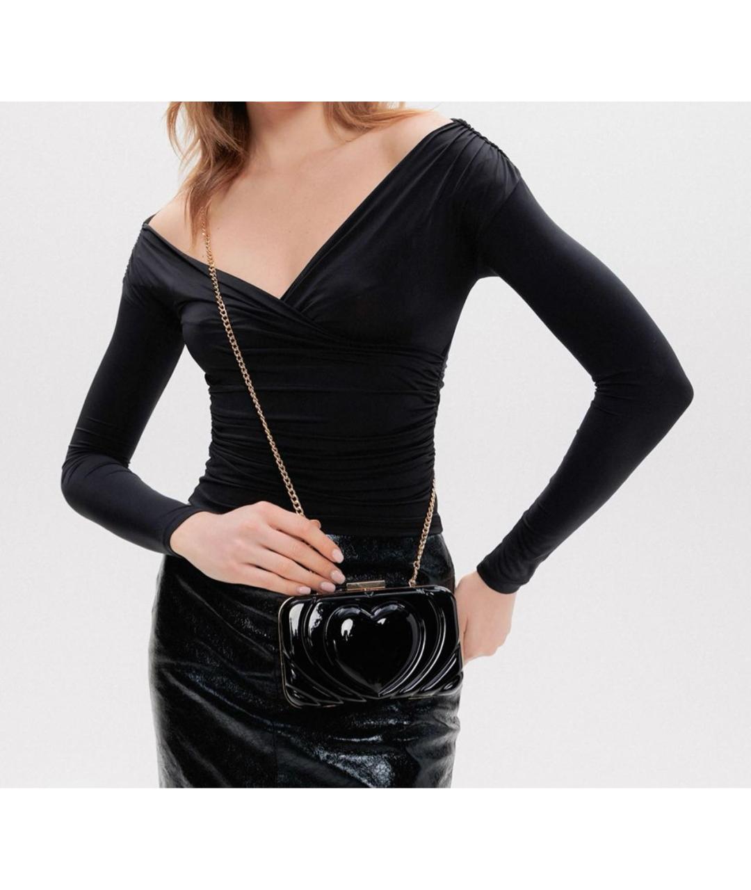 LOVE MOSCHINO Черная тканевая сумка через плечо, фото 4