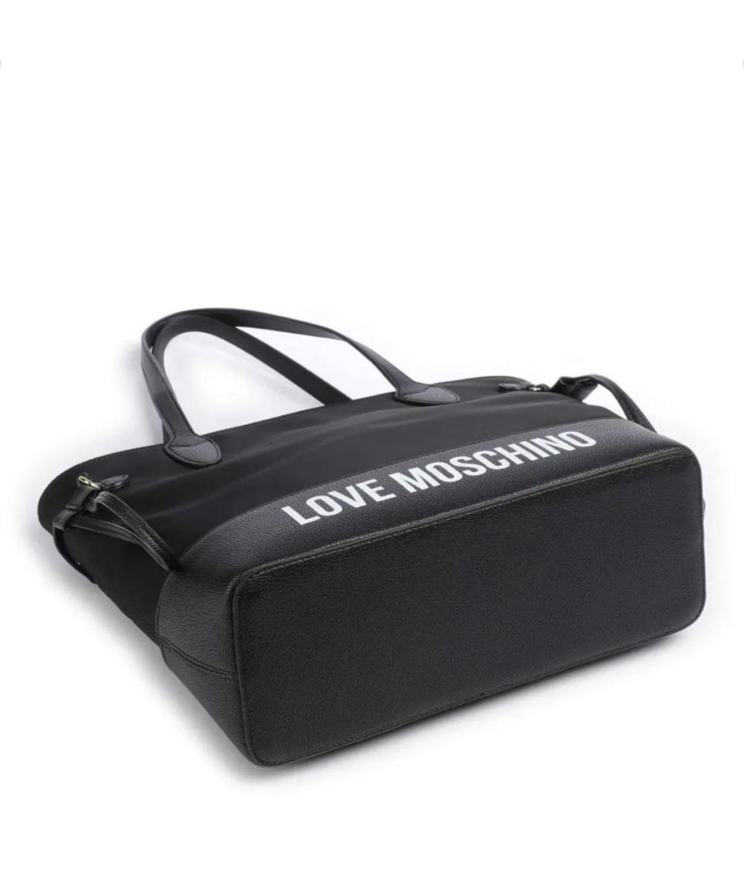 LOVE MOSCHINO Черная тканевая сумка тоут, фото 2