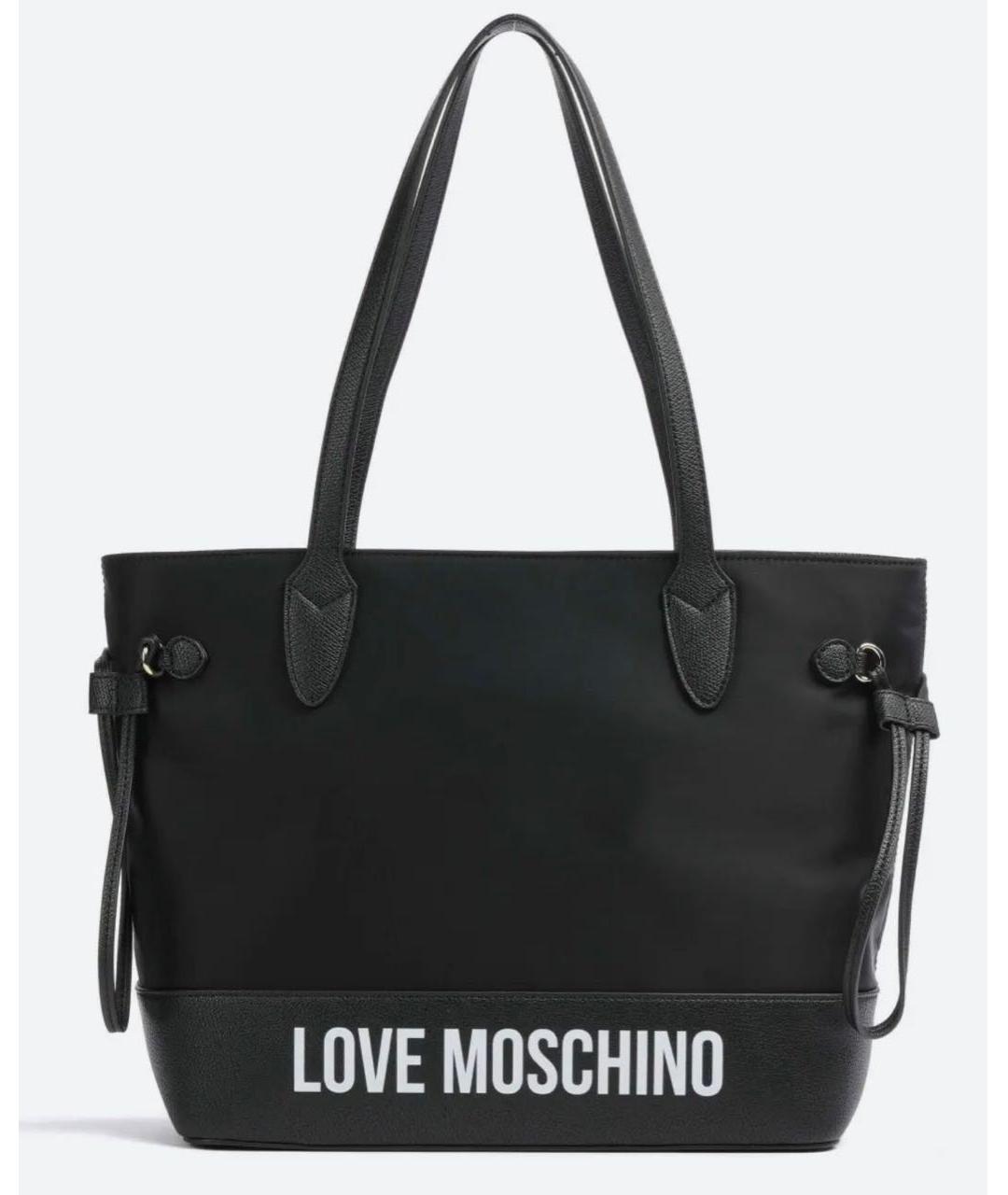 LOVE MOSCHINO Черная тканевая сумка тоут, фото 6