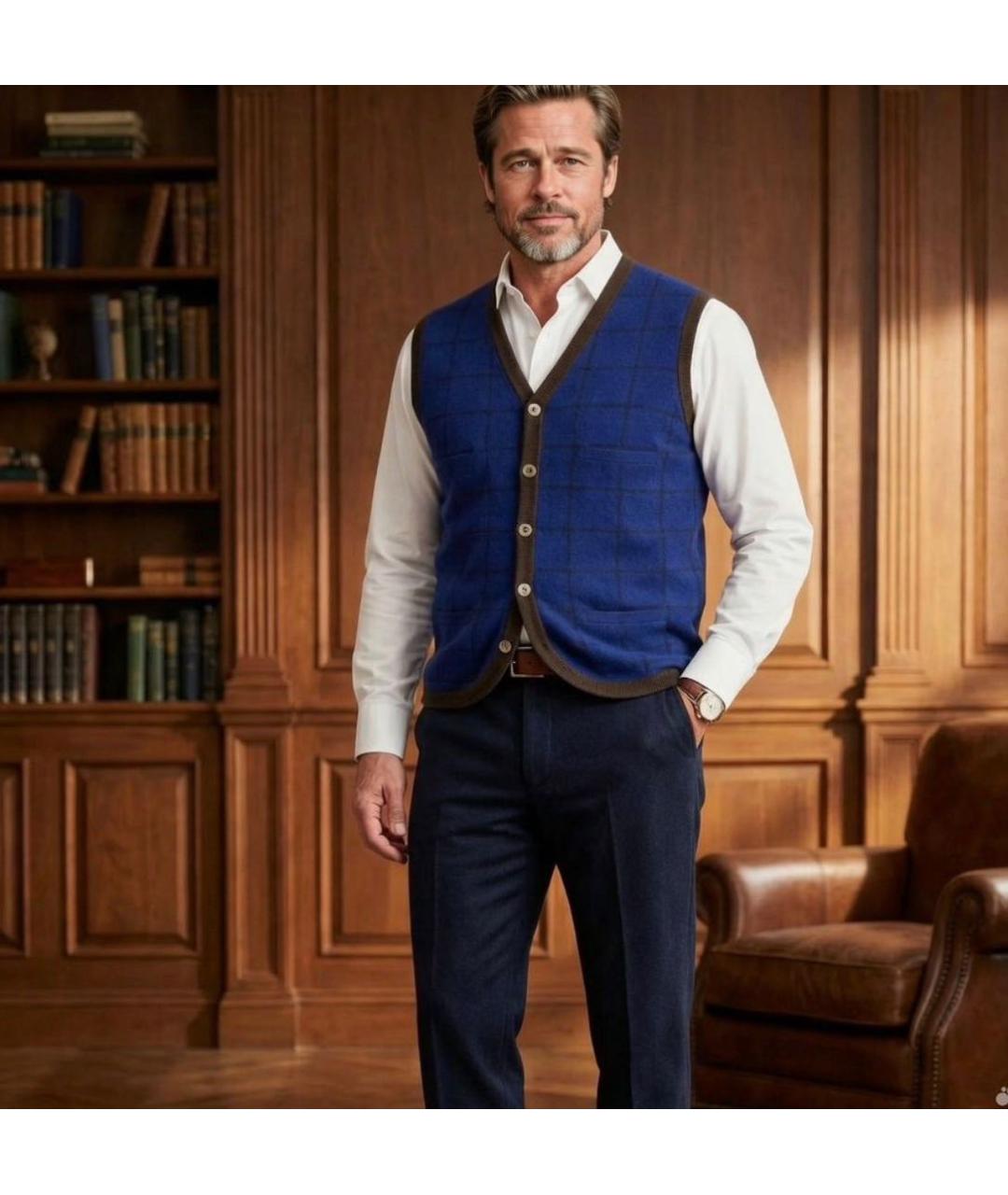 Castello d'Oro Синяя кашемировая жилетка, фото 6