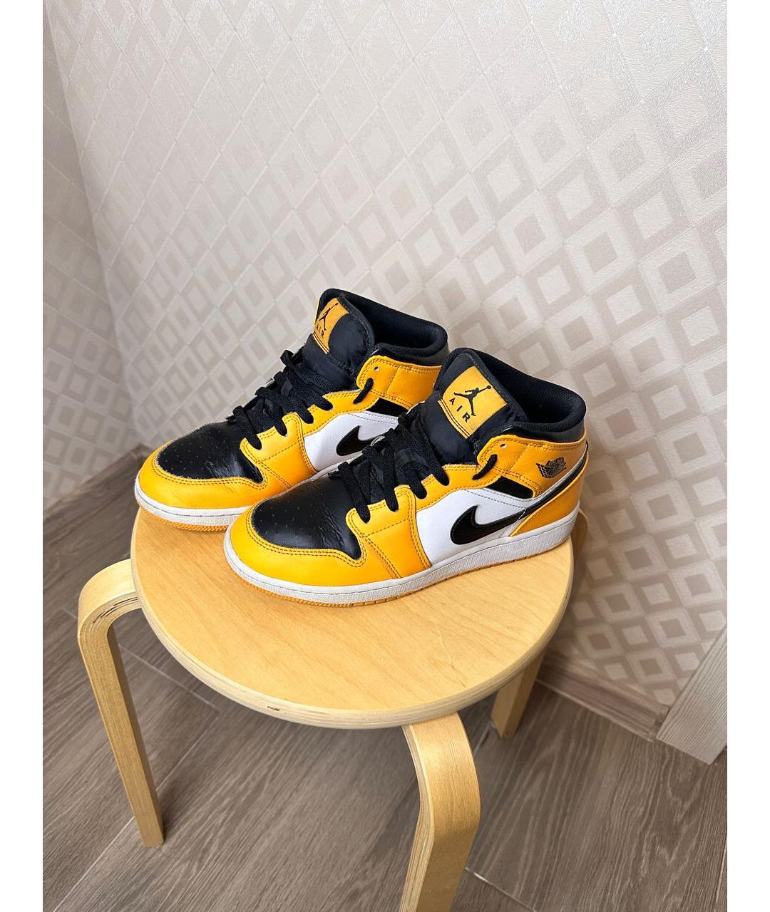 JORDAN Желтые кожаные кеды, фото 3