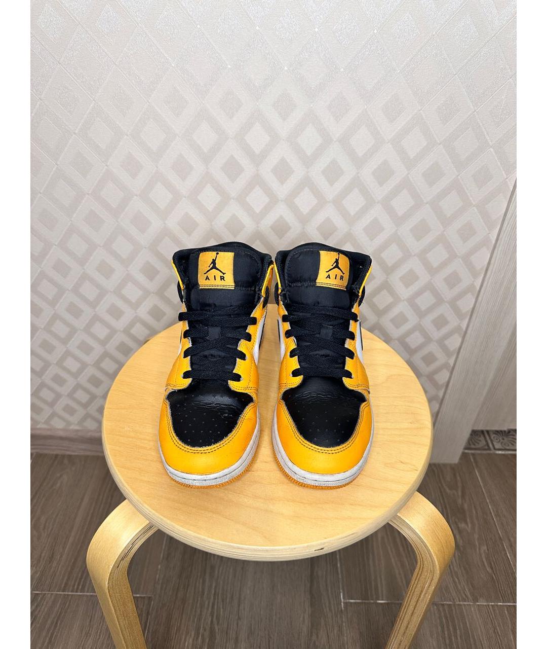 JORDAN Желтые кожаные кеды, фото 2