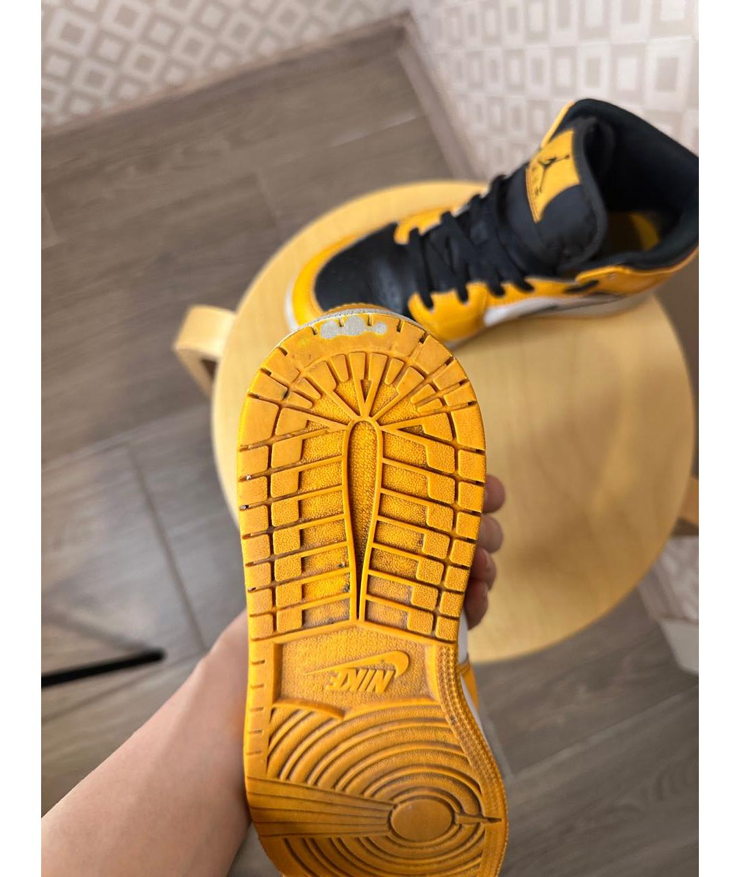 JORDAN Желтые кожаные кеды, фото 5