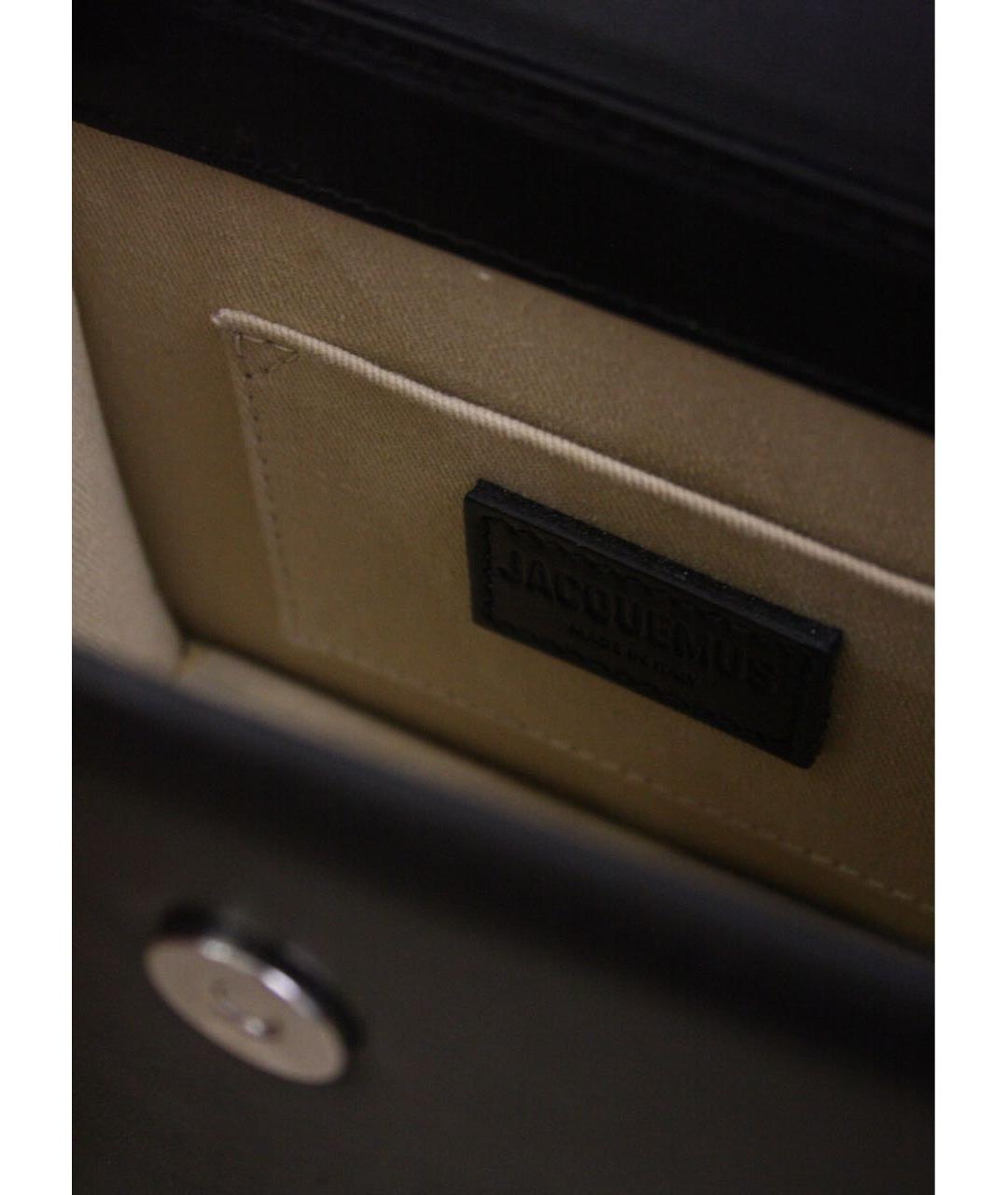 JACQUEMUS Черная кожаная сумка с короткими ручками, фото 4