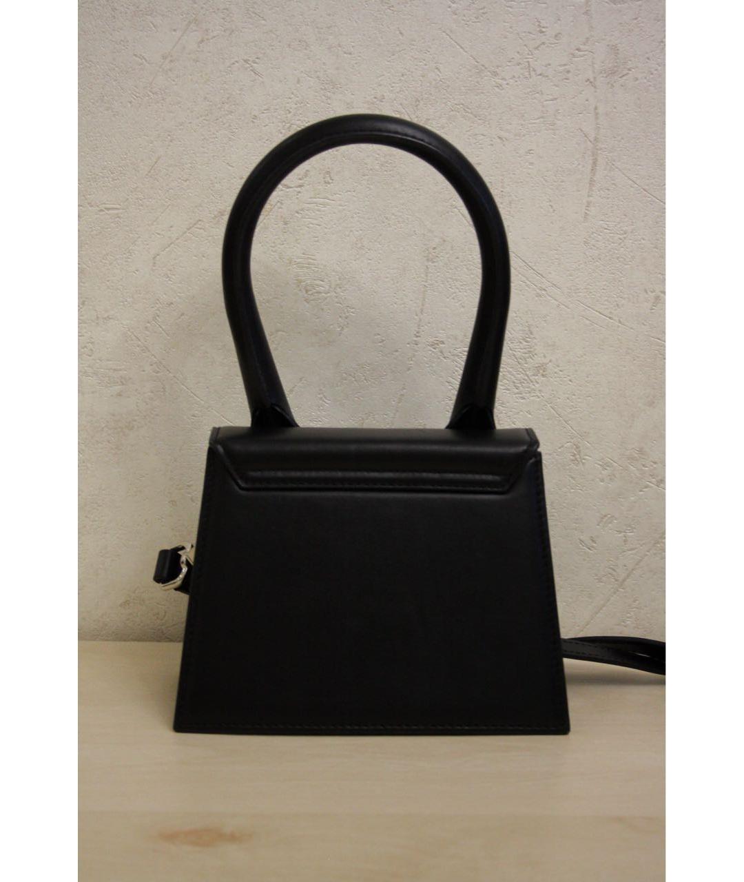 JACQUEMUS Черная кожаная сумка с короткими ручками, фото 3
