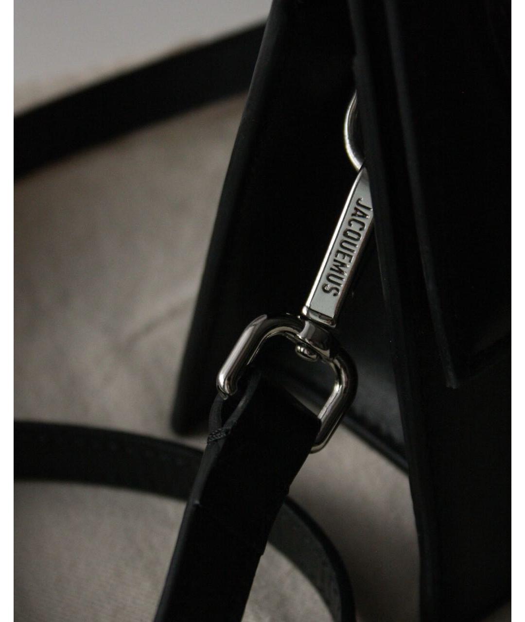 JACQUEMUS Черная кожаная сумка с короткими ручками, фото 8