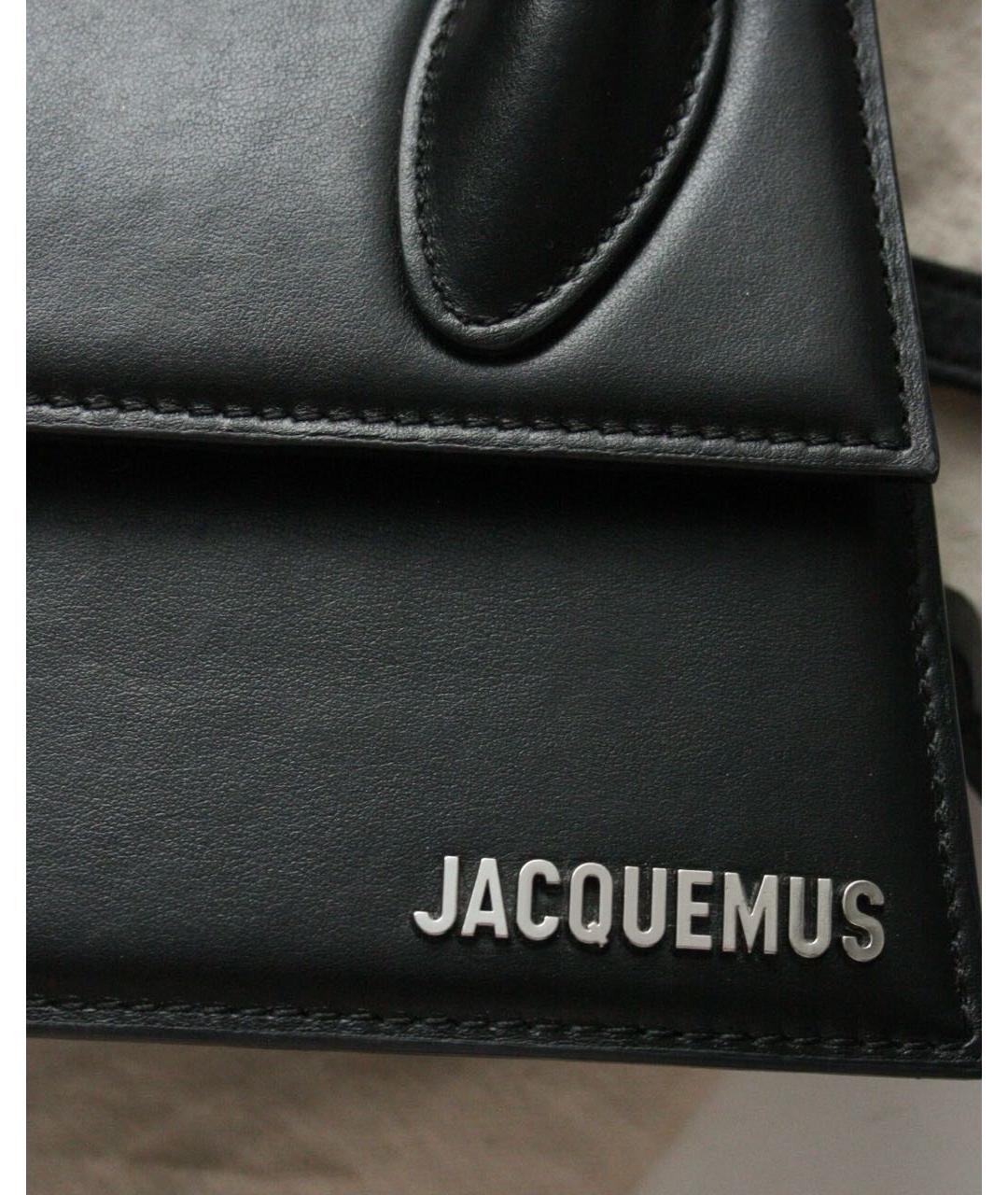 JACQUEMUS Черная кожаная сумка с короткими ручками, фото 7