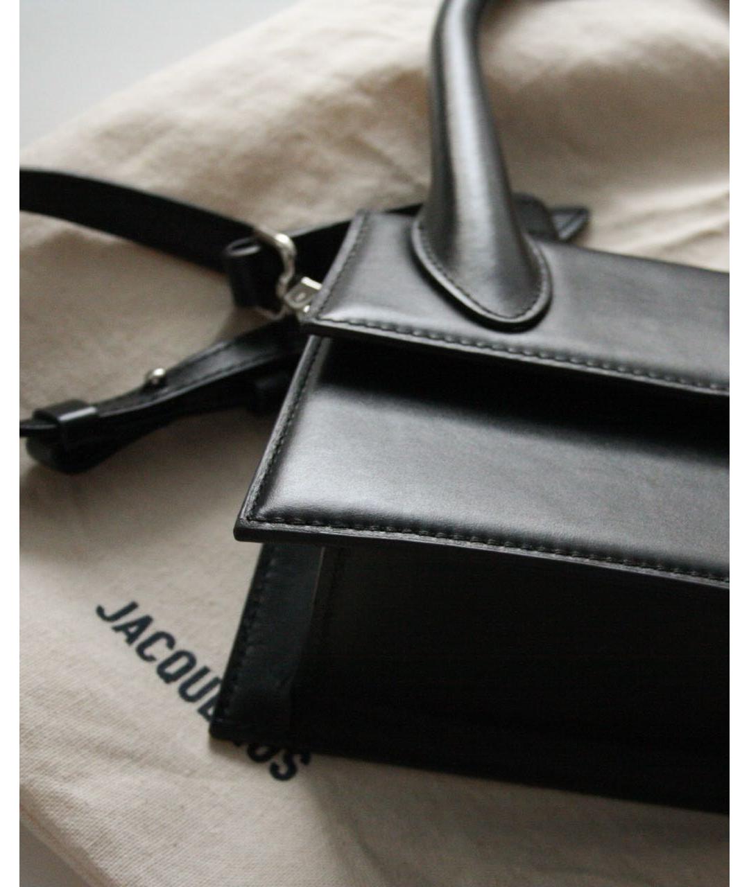 JACQUEMUS Черная кожаная сумка с короткими ручками, фото 6
