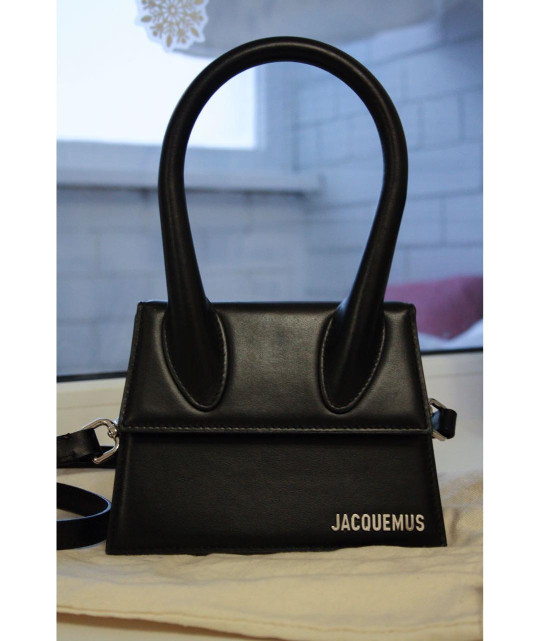 JACQUEMUS Черная кожаная сумка с короткими ручками, фото 9