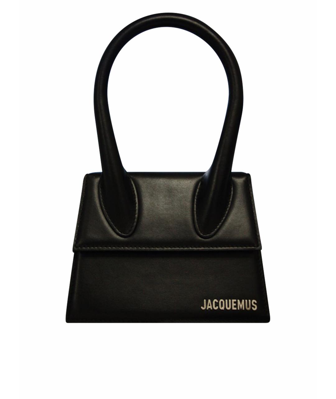 JACQUEMUS Черная кожаная сумка с короткими ручками, фото 1