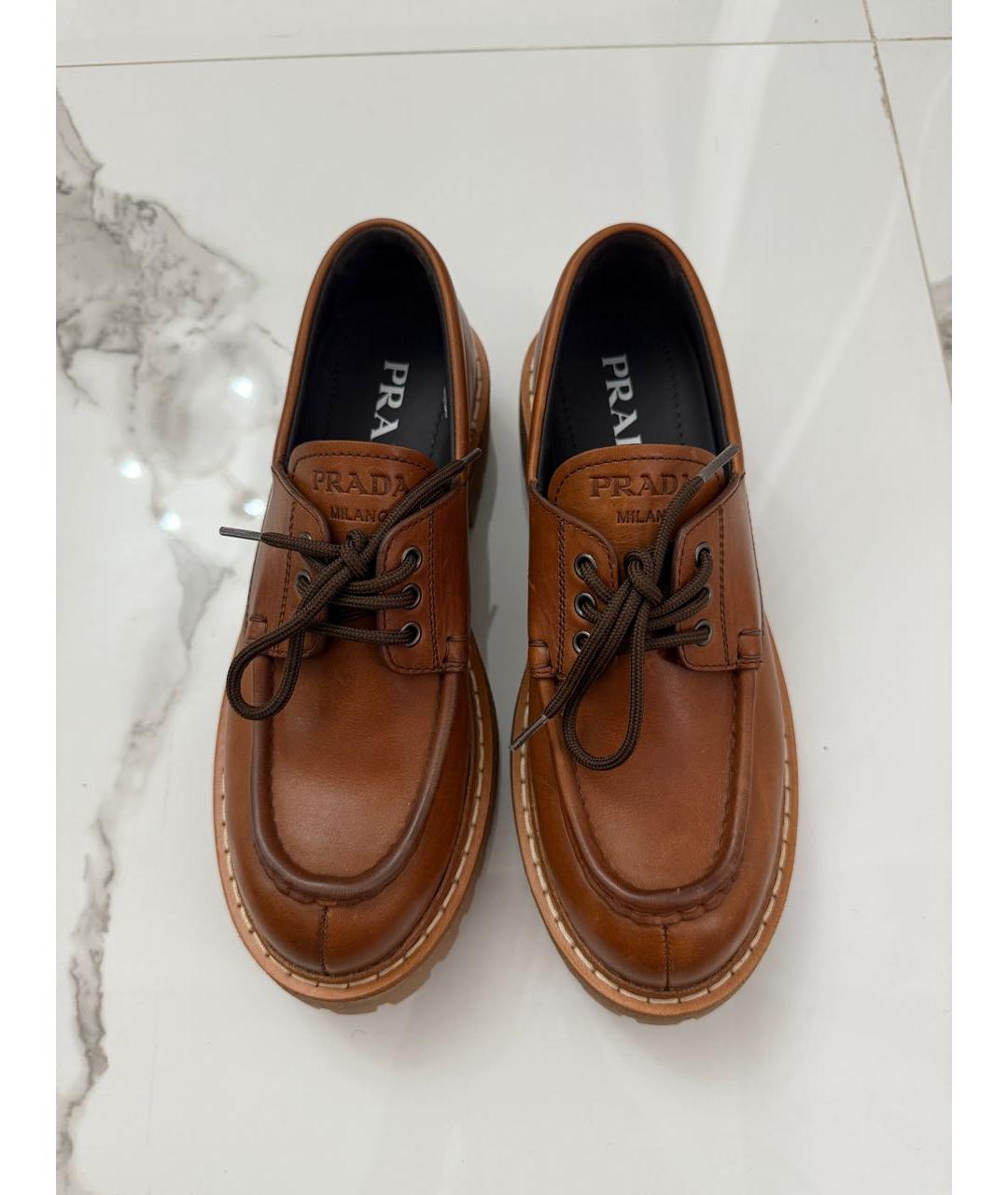 PRADA Коричневые кожаные лоферы, фото 3