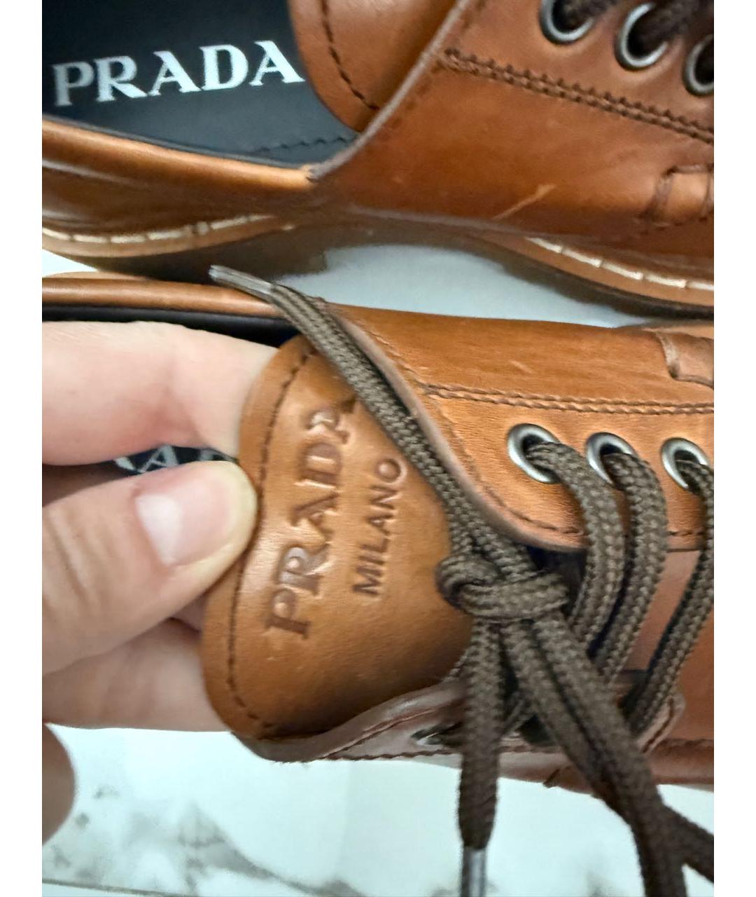 PRADA Коричневые кожаные лоферы, фото 6