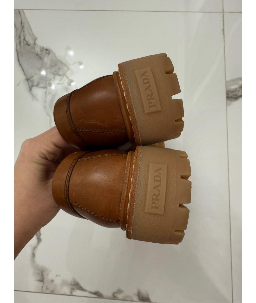 PRADA Коричневые кожаные лоферы, фото 4