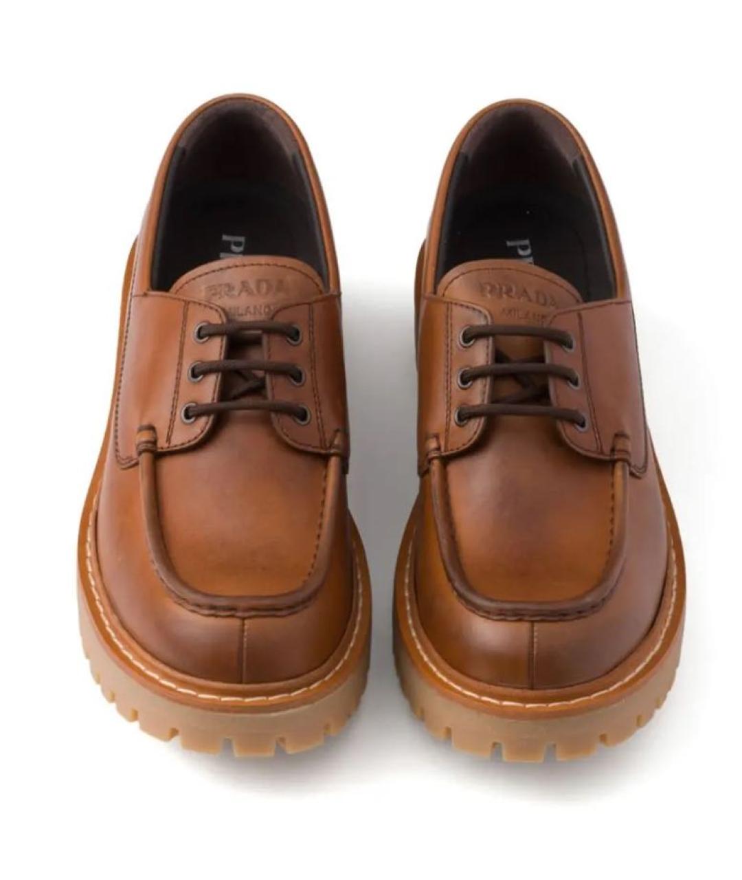 PRADA Коричневые кожаные лоферы, фото 2