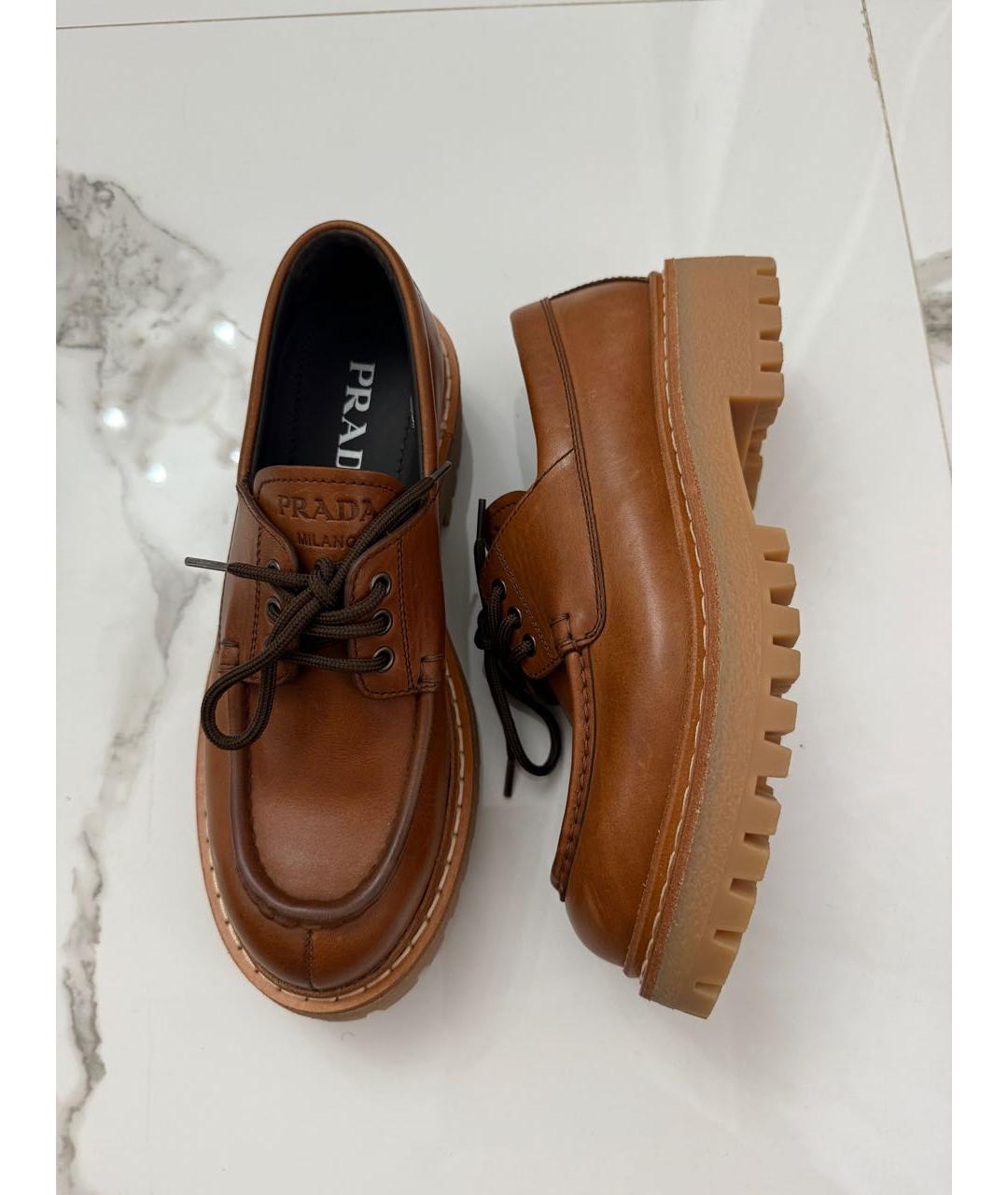 PRADA Коричневые кожаные лоферы, фото 9
