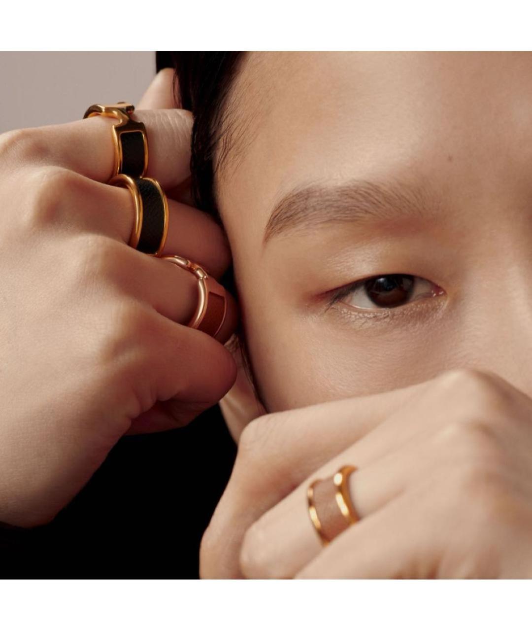 HERMES Коричневое металлическое кольцо, фото 4