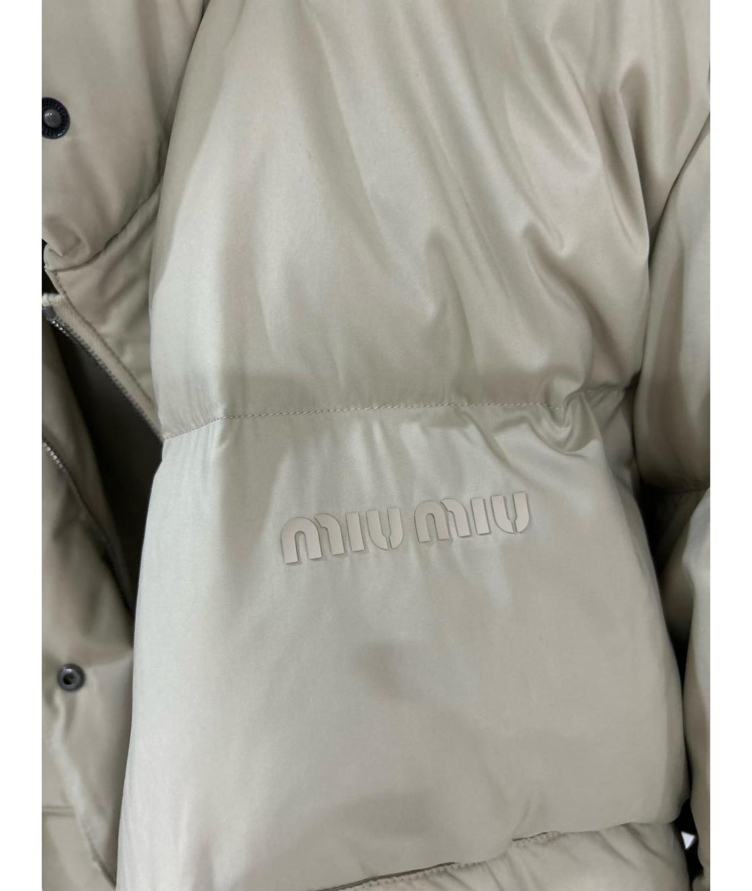 MIU MIU Бежевая полиэстеровая куртка, фото 4