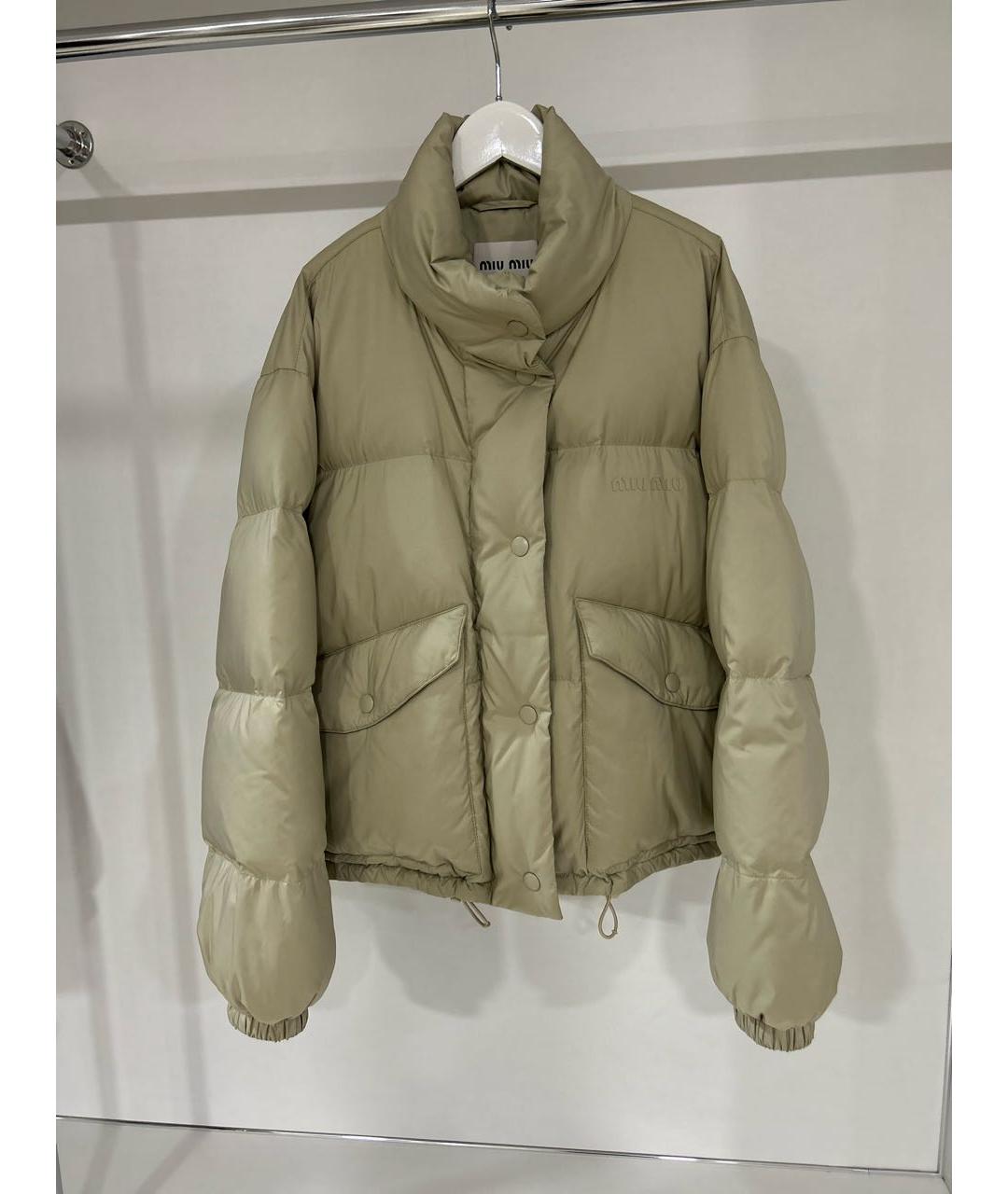 MIU MIU Бежевая полиэстеровая куртка, фото 9