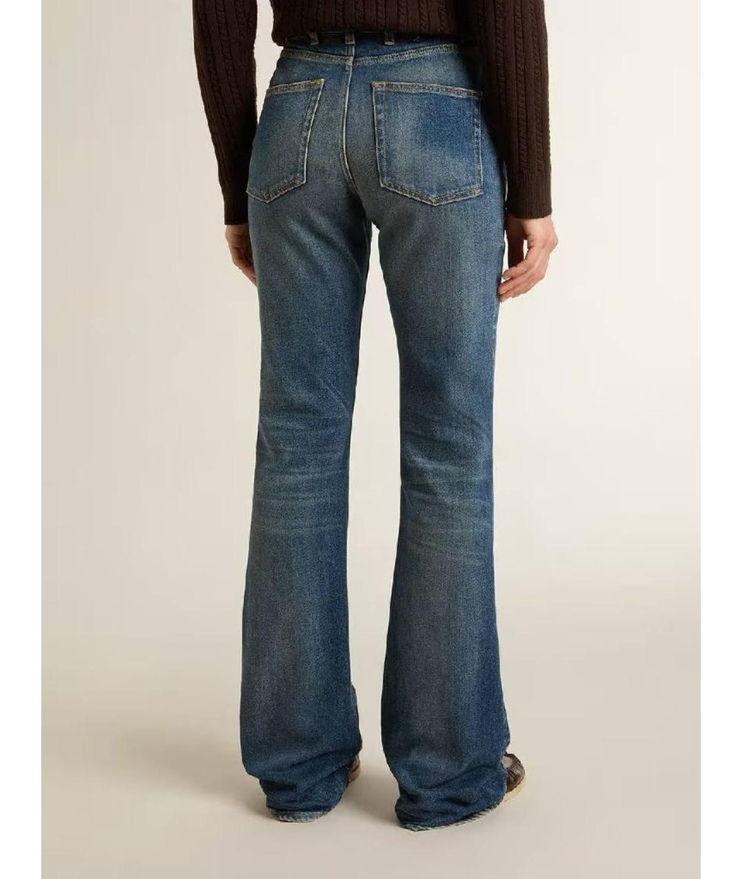 GOLDEN GOOSE DELUXE BRAND Синие хлопко-эластановые джинсы клеш, фото 5