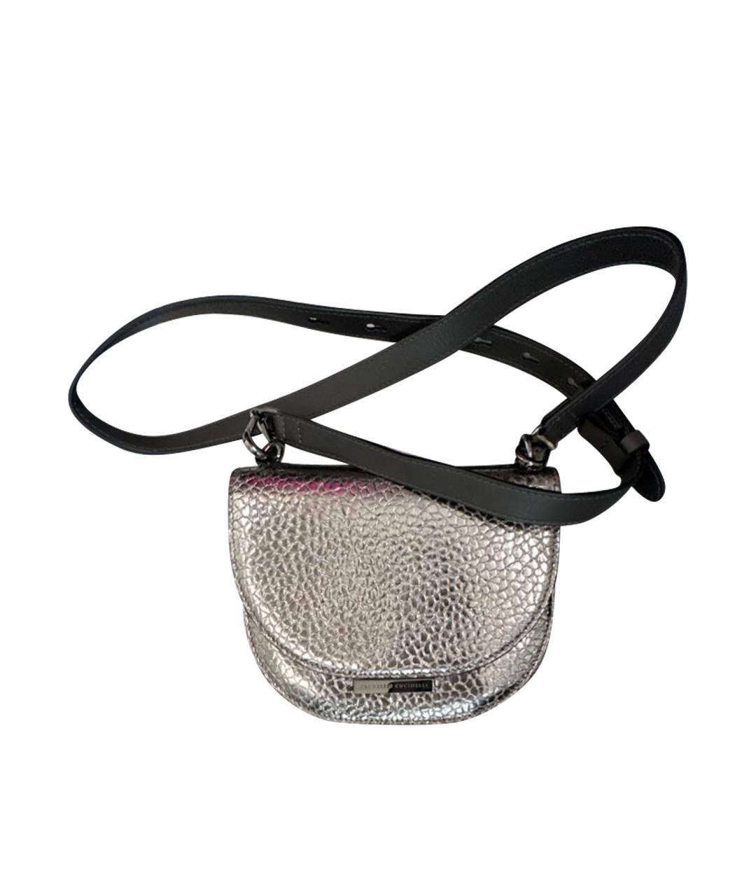 BRUNELLO CUCINELLI Серебряная кожаная сумка через плечо, фото 1