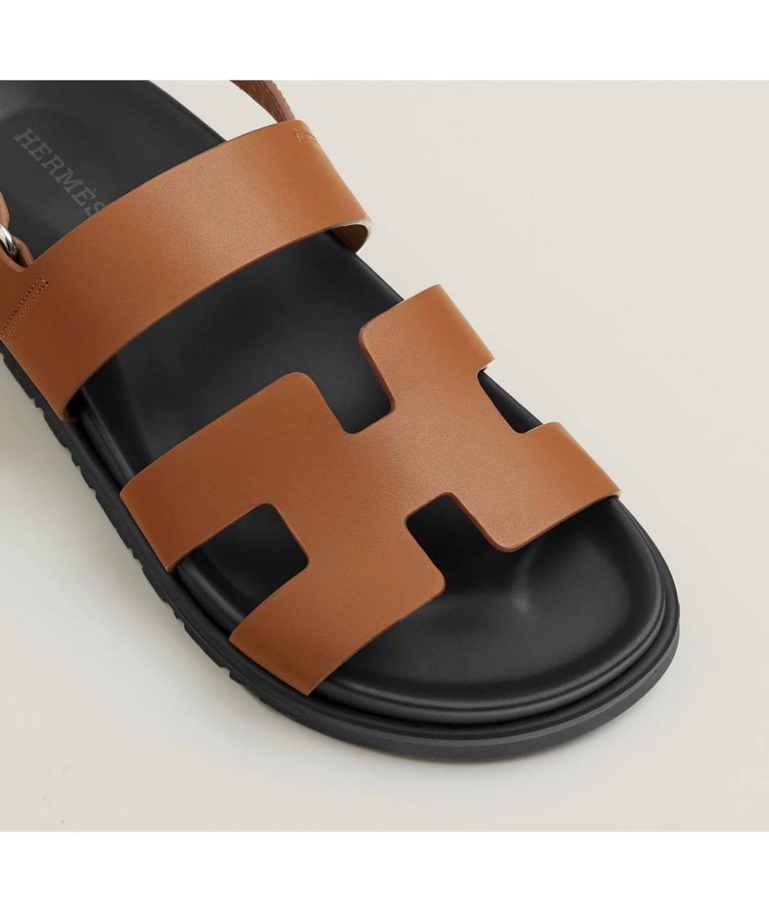 HERMES Коричневые кожаные сандалии, фото 2
