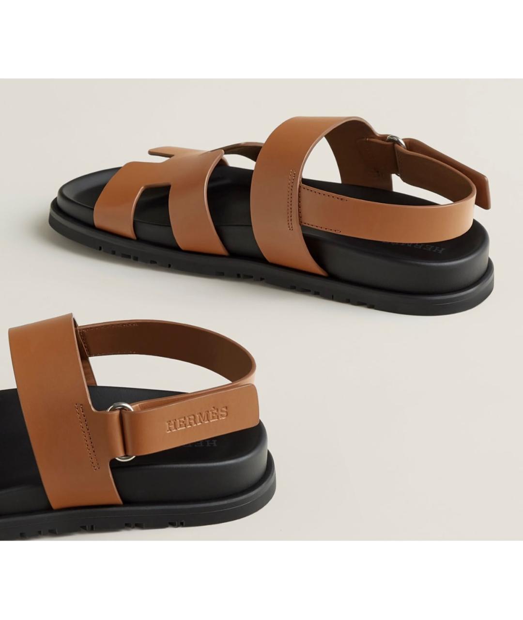 HERMES Коричневые кожаные сандалии, фото 3
