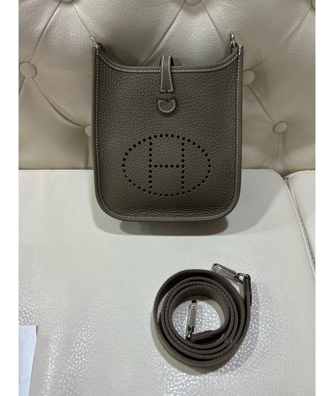 HERMES Серая кожаная сумка через плечо, фото 9