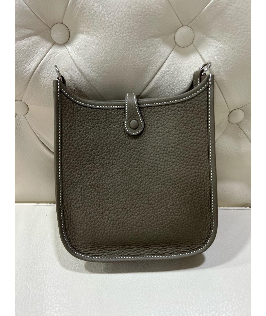HERMES Серая кожаная сумка через плечо, фото 3