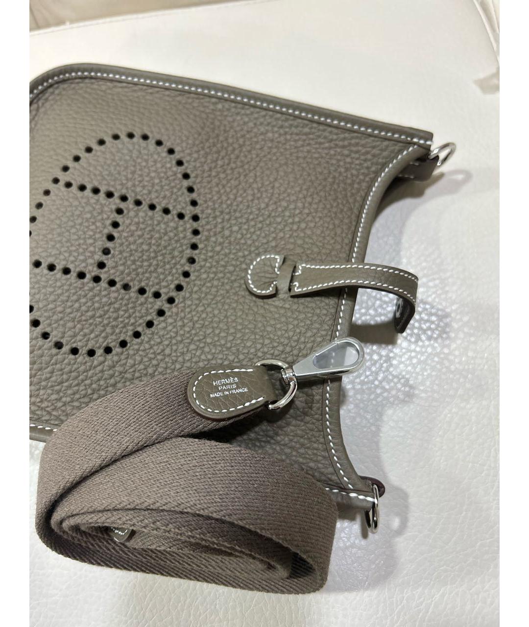 HERMES Серая кожаная сумка через плечо, фото 5