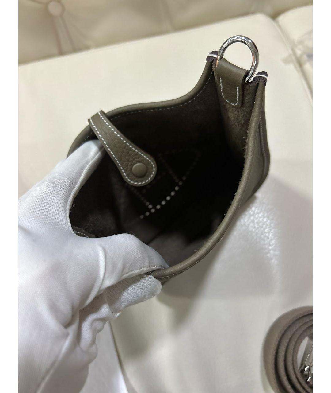 HERMES Серая кожаная сумка через плечо, фото 4