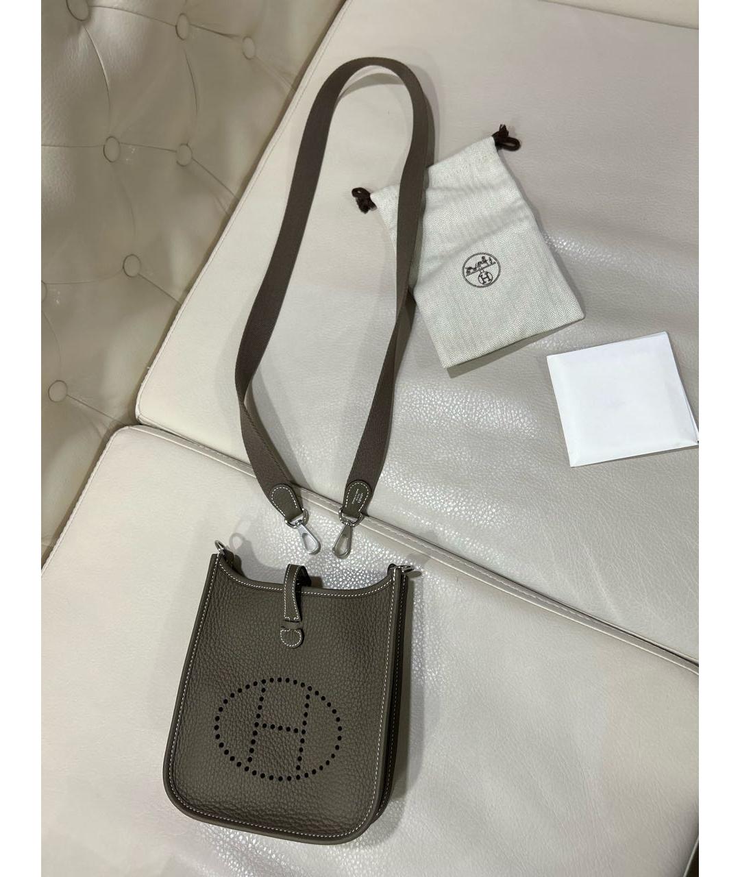 HERMES Серая кожаная сумка через плечо, фото 6