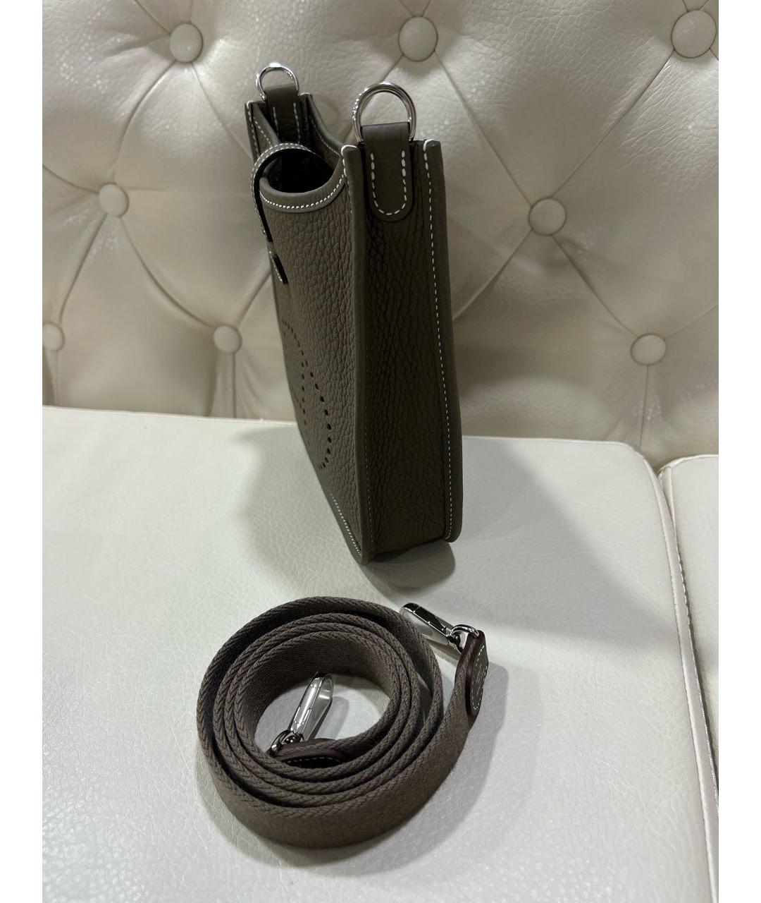 HERMES Серая кожаная сумка через плечо, фото 2