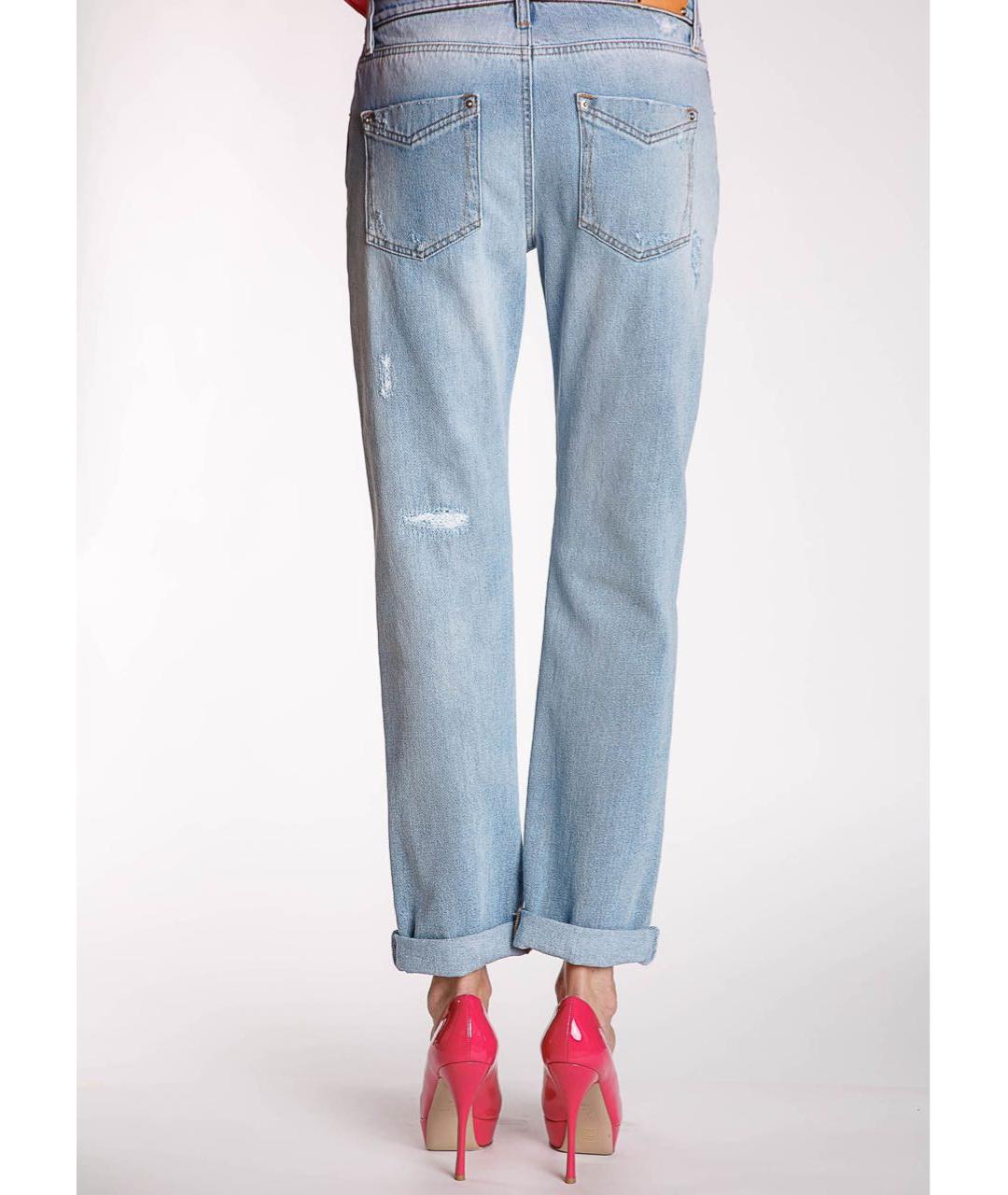 ROBERTO CAVALLI Голубые хлопковые прямые джинсы, фото 3