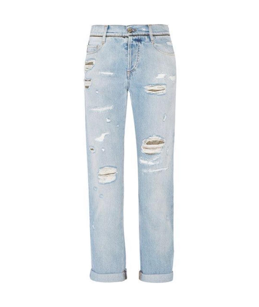 ROBERTO CAVALLI Голубые хлопковые прямые джинсы, фото 9