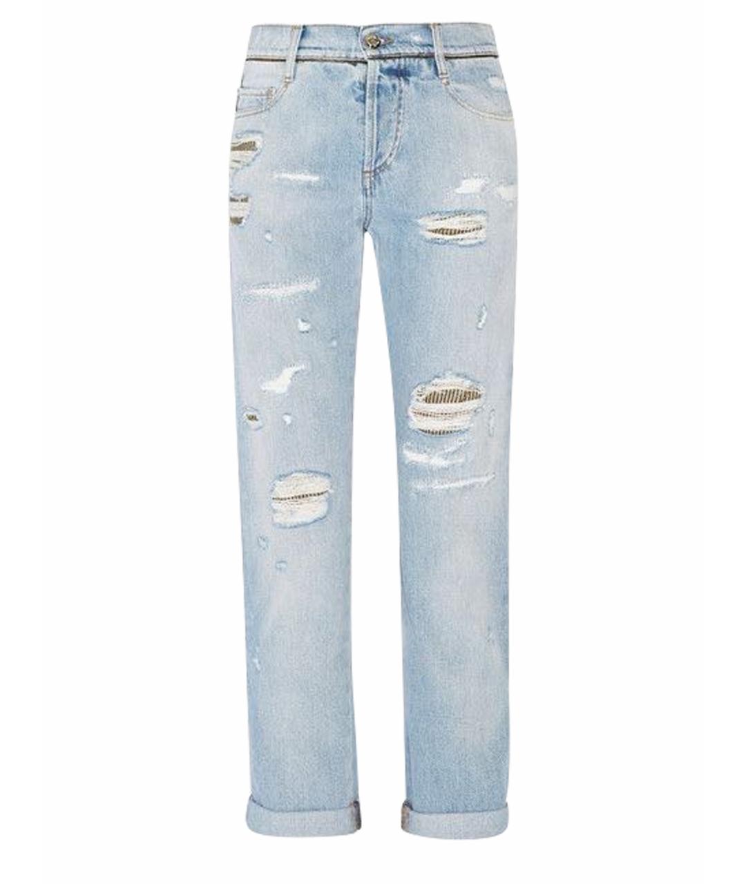 ROBERTO CAVALLI Голубые хлопковые прямые джинсы, фото 1