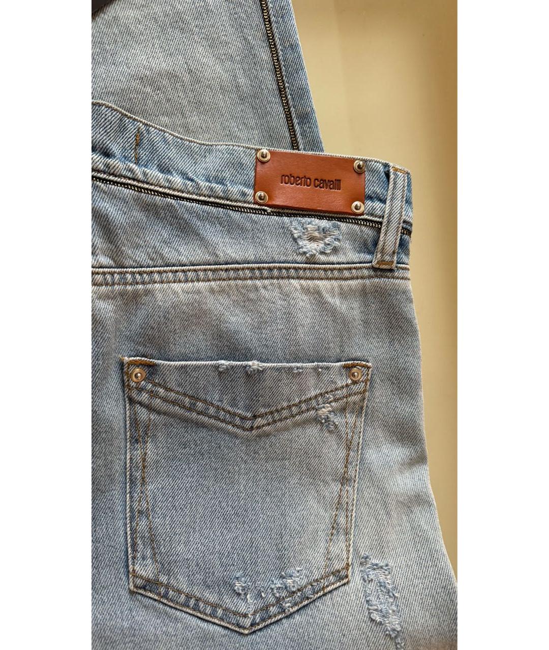 ROBERTO CAVALLI Голубые хлопковые прямые джинсы, фото 7