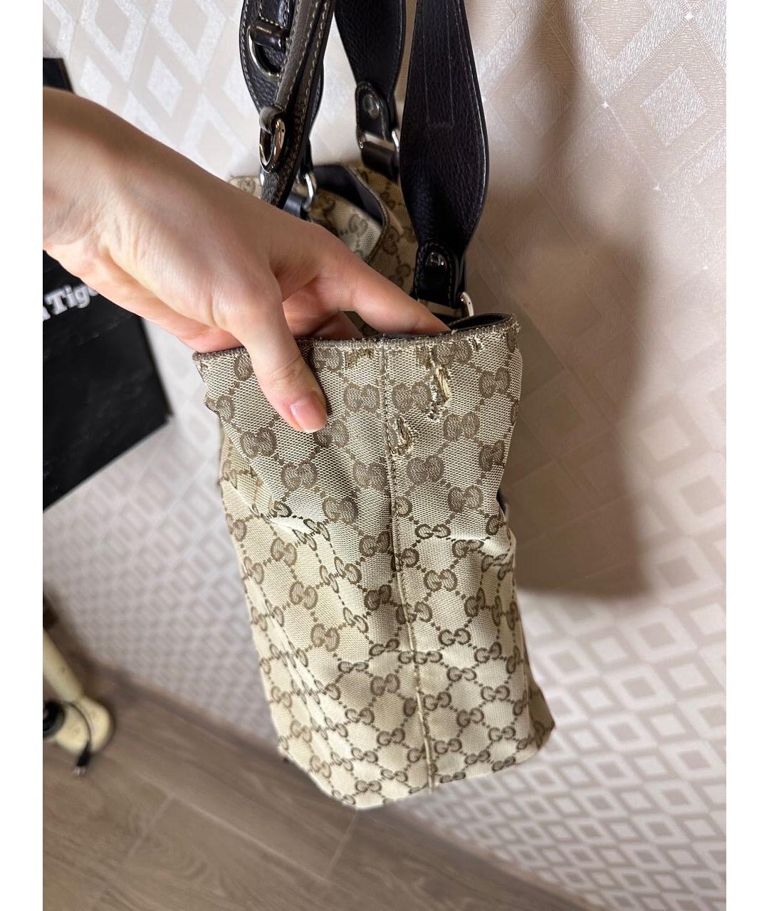 GUCCI Бежевая тканевая сумка тоут, фото 2