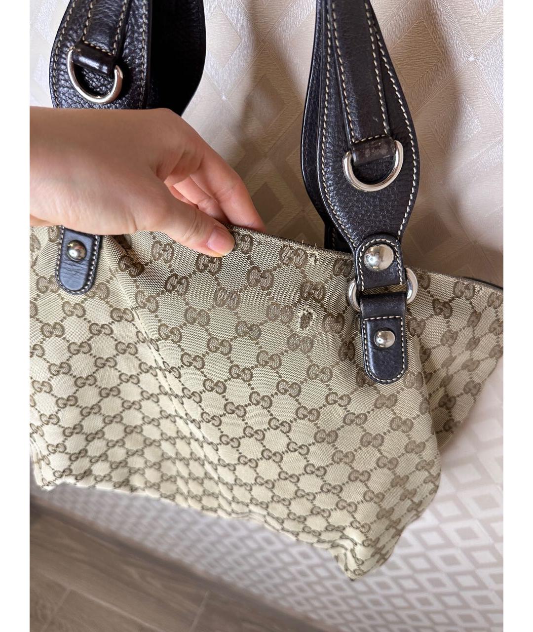 GUCCI Бежевая тканевая сумка тоут, фото 8