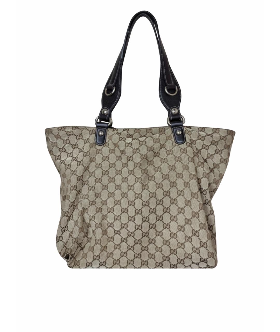 GUCCI Бежевая тканевая сумка тоут, фото 1